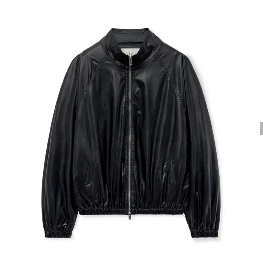 [BUNJANG] Glossy Coated Leather Jumper - Black / 8178 글로시 코팅 레더 점퍼_블랙