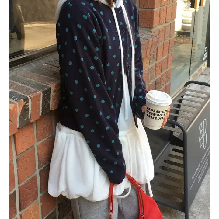 [BUNJANG] Daily Jou Dot Cardigan - Navy / 데일리쥬 자체제작 도트가디건 네이비