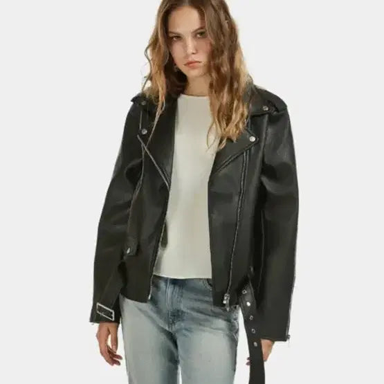 [BUNJANG] Lady Volume Leather Rider Jacket / 레이디볼륨 가죽 자켓
