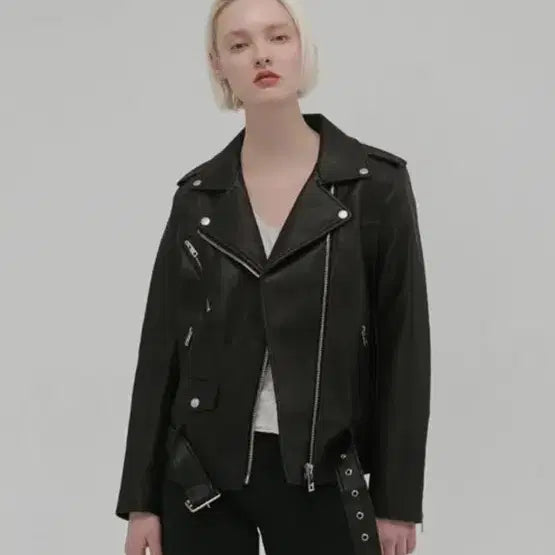 [BUNJANG] Lady Volume Leather Rider Jacket / 레이디볼륨 가죽 자켓