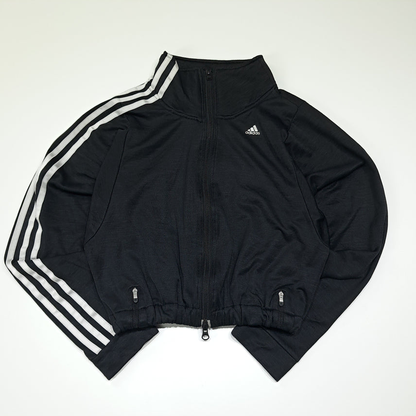[BUNJANG] Adidas Clima-Warm Asymmetrical Black Crop Jacket / CL818 FREE 아디다스 기모 비대칭 블랙 크롭 집업 자켓