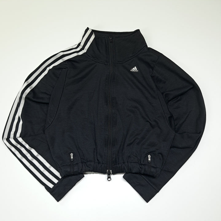 [BUNJANG] Adidas Clima-Warm Asymmetrical Black Crop Jacket / CL818 FREE 아디다스 기모 비대칭 블랙 크롭 집업 자켓