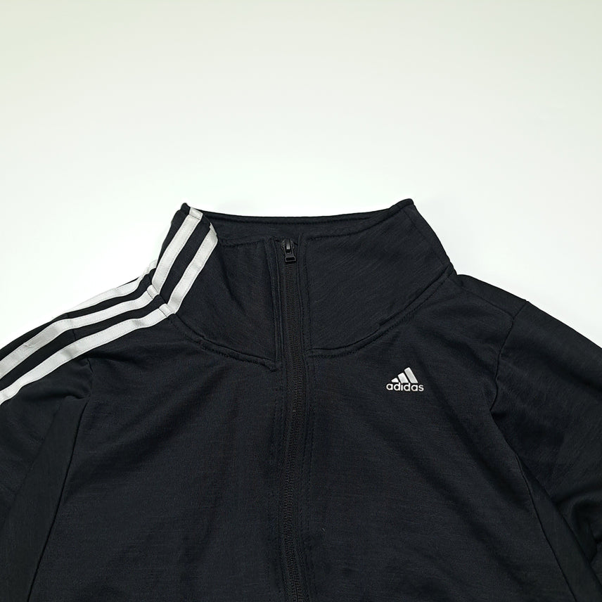 [BUNJANG] Adidas Clima-Warm Asymmetrical Black Crop Jacket / CL818 FREE 아디다스 기모 비대칭 블랙 크롭 집업 자켓