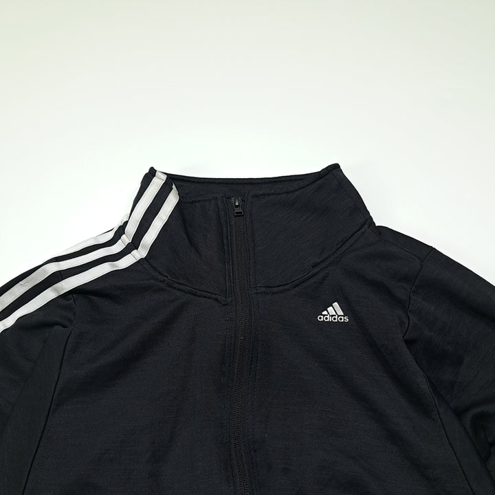 [BUNJANG] Adidas Clima-Warm Asymmetrical Black Crop Jacket / CL818 FREE 아디다스 기모 비대칭 블랙 크롭 집업 자켓