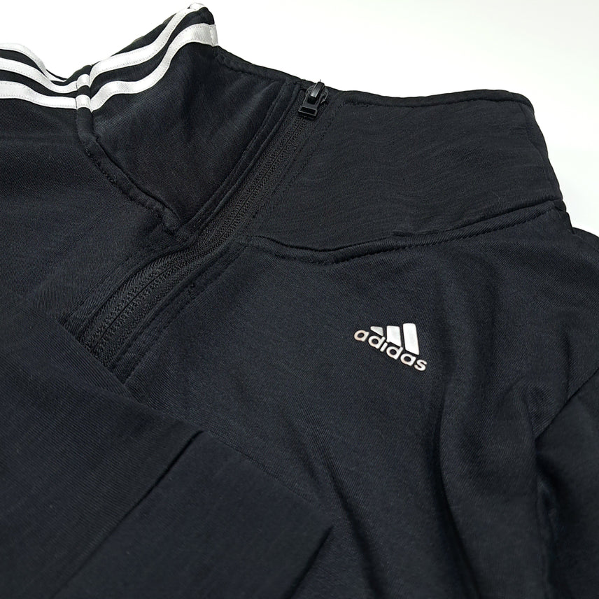 [BUNJANG] Adidas Clima-Warm Asymmetrical Black Crop Jacket / CL818 FREE 아디다스 기모 비대칭 블랙 크롭 집업 자켓