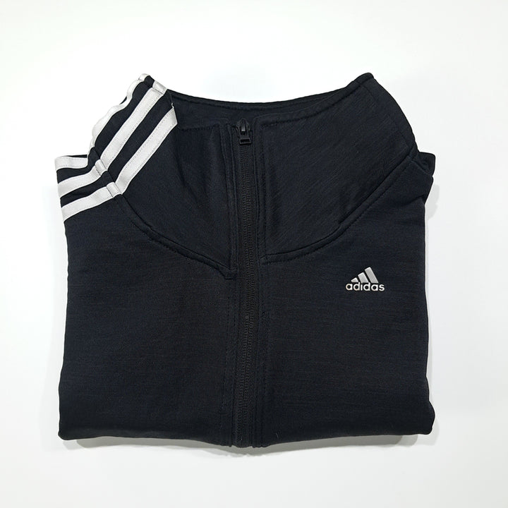 [BUNJANG] Adidas Clima-Warm Asymmetrical Black Crop Jacket / CL818 FREE 아디다스 기모 비대칭 블랙 크롭 집업 자켓