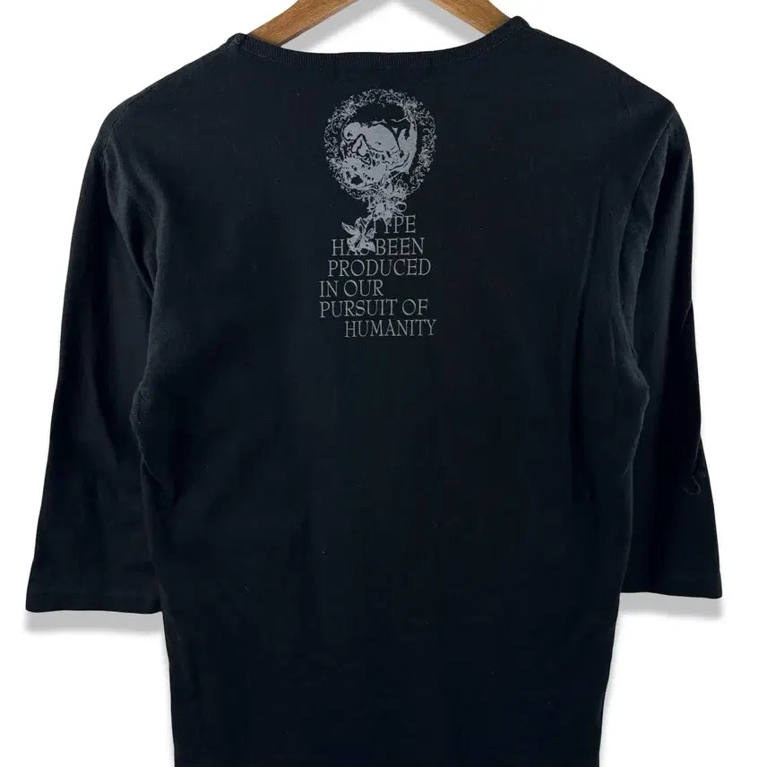 [BUNJANG] JPN Skull Smoke Lettering 3/4 Sleeve Top / JPN 스컬 스모크 레터링 7부 슬리브2174