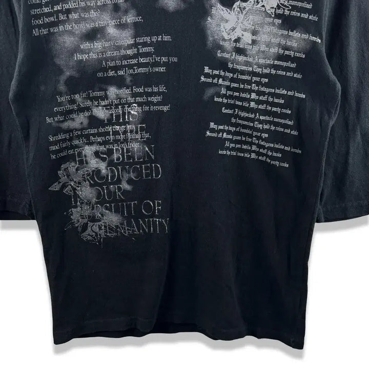 [BUNJANG] JPN Skull Smoke Lettering 3/4 Sleeve Top / JPN 스컬 스모크 레터링 7부 슬리브2174