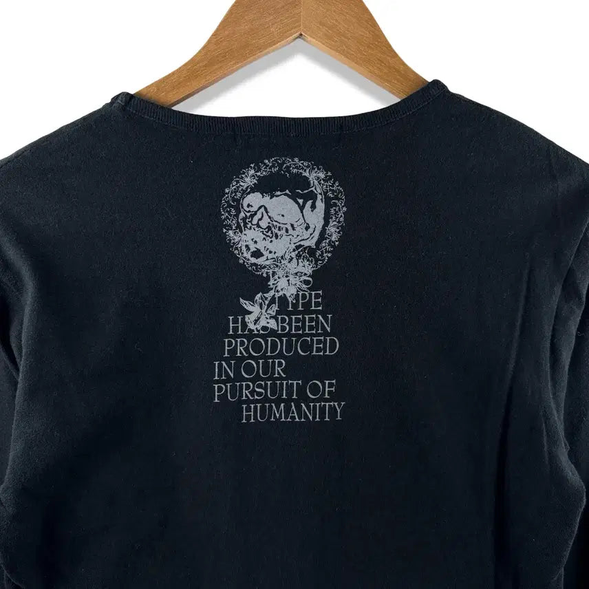 [BUNJANG] JPN Skull Smoke Lettering 3/4 Sleeve Top / JPN 스컬 스모크 레터링 7부 슬리브2174