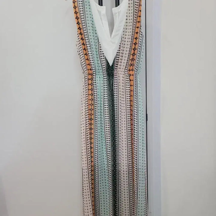 [BUNJANG] Sandro V-neck Pattern Sleeveless Chiffon Dress / 산드로 브이넥 패턴 슬리브리스 쉬폰 원피스 55