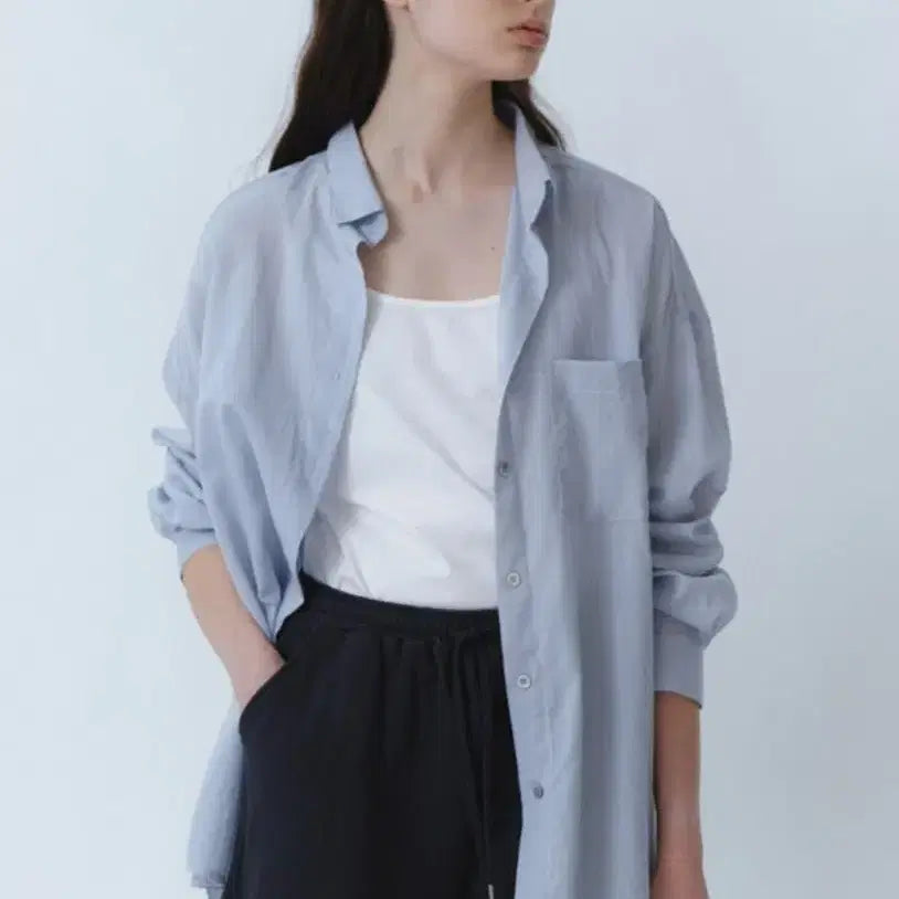 [BUNJANG] URAGO Airy Loose Fit Shirt Sky Blue / 유라고(URAGO) 에어리 루즈핏 셔츠 스카이블루