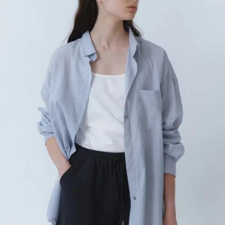 [BUNJANG] URAGO Airy Loose Fit Shirt Sky Blue / 유라고(URAGO) 에어리 루즈핏 셔츠 스카이블루