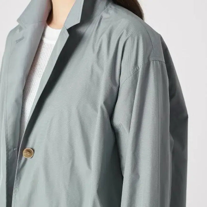 [BUNJANG] KUHO Relaxed Fit Mid-Length Trench Coat Jacket - Grey / 구호 KUHO 바스락 트렌치 하프 코트 간절기 자켓 루즈핏 그레이