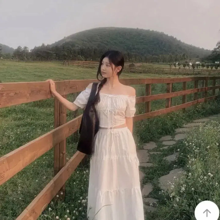 [BUNJANG] Unbranded Banded Long Ruffle Skirt - White / 허리밴딩 캉캉 롱스커트 화이트 FREE