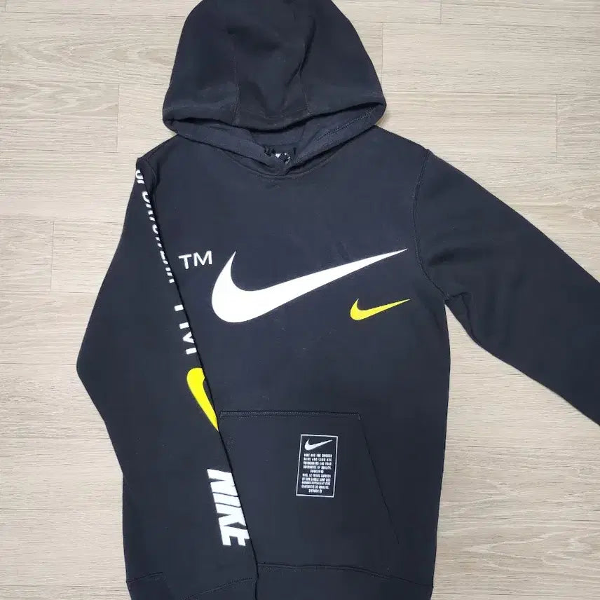 [BUNJANG] Nike Swoosh Black Hoodie S / 나이키 스우시 블랙 후드티 S