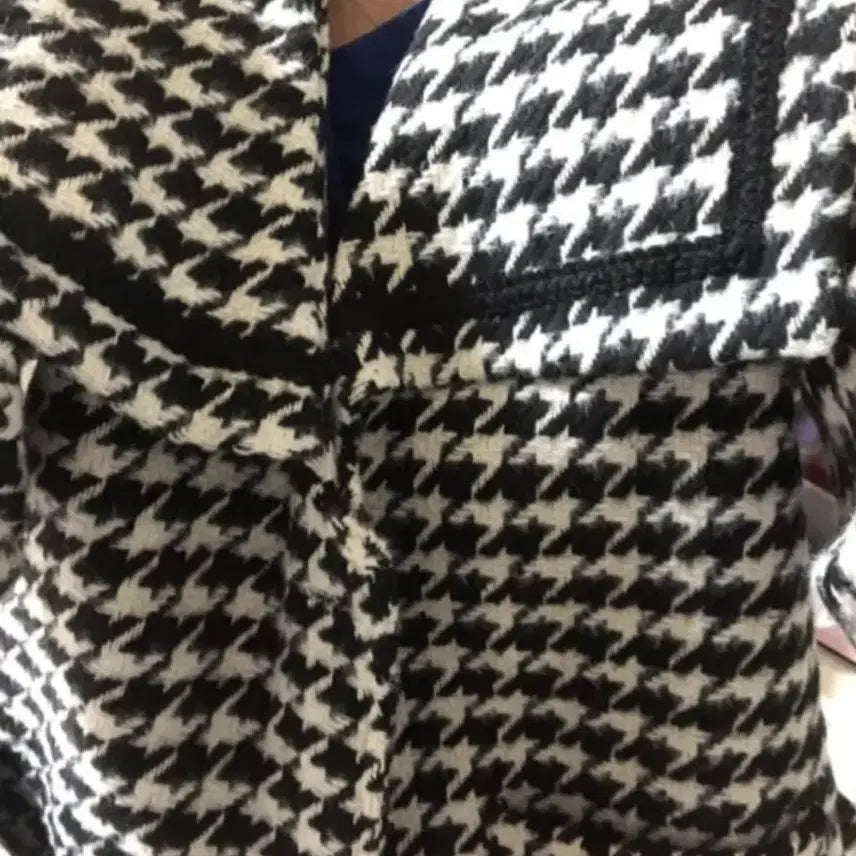 [BUNJANG] Houndstooth Check Tweed Coat Jacket with Big Collar / 빅카라하운드투스 체크 트위드 코트자켓