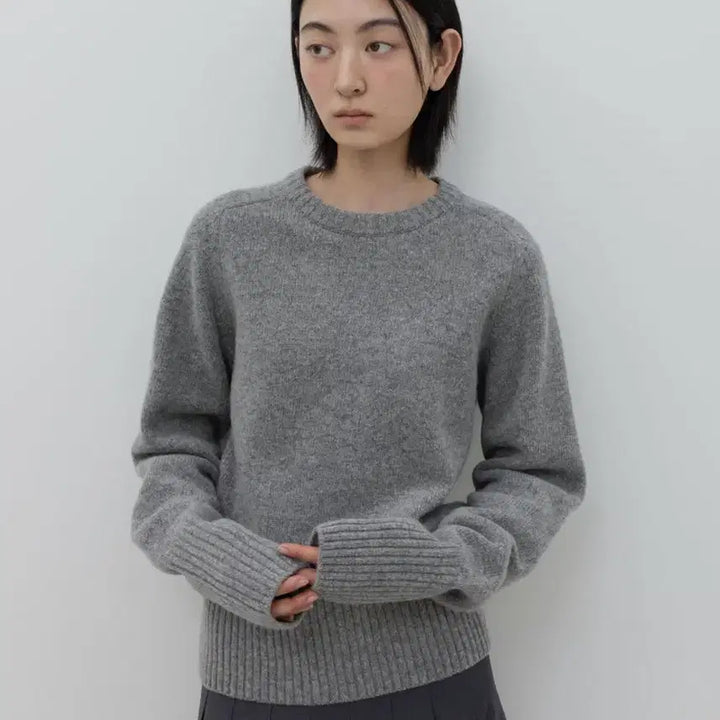 [BUNJANG] gbh Wool Crewneck Knit - Grey / gbh 지비에이치 울 크루넥 니트 그레이