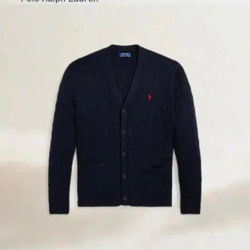 [BUNJANG] Polo Cable Knit V-Neck Cardigan / 폴로 가디건 꽈배기v넥 가디건