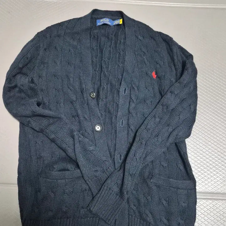 [BUNJANG] Polo Cable Knit V-Neck Cardigan / 폴로 가디건 꽈배기v넥 가디건