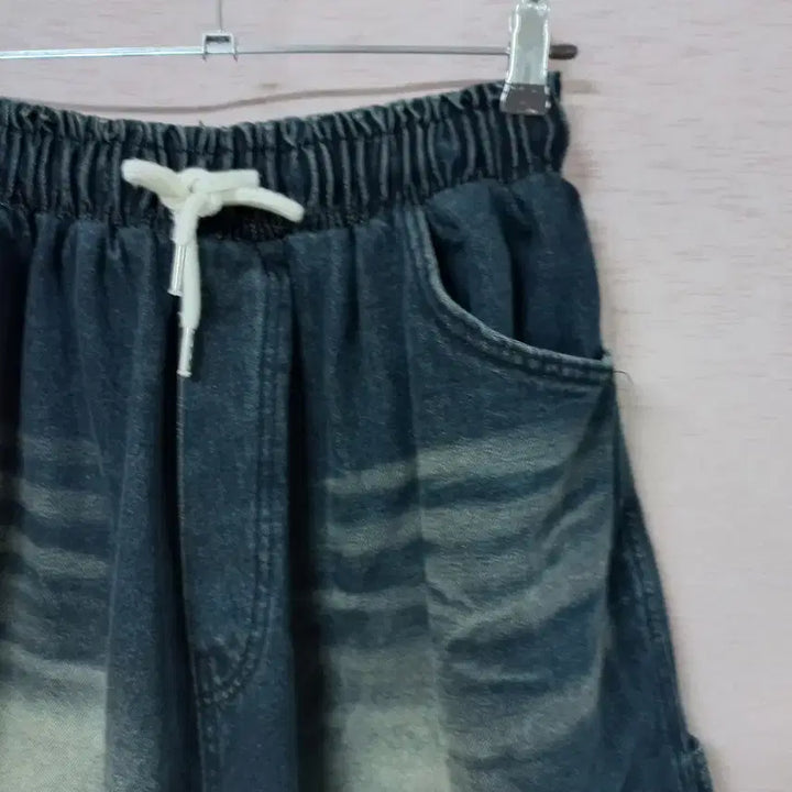 [BUNJANG] Navy Washed Wide 5-Pocket Denim Shorts / B3-18/네이비 워싱 와이드 5부청바지