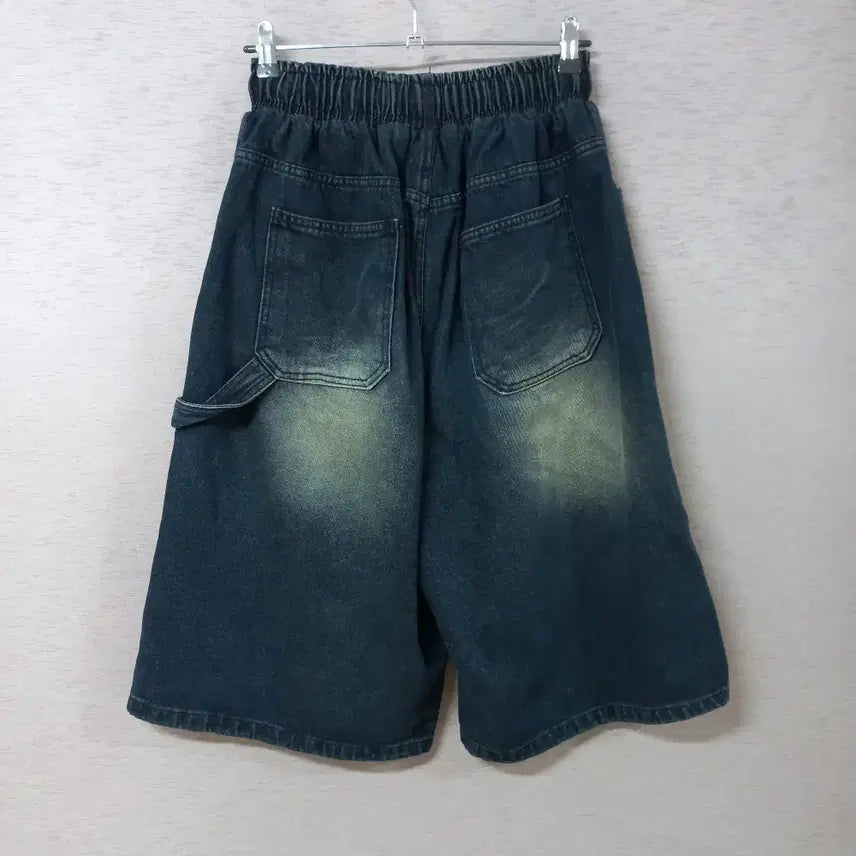 [BUNJANG] Navy Washed Wide 5-Pocket Denim Shorts / B3-18/네이비 워싱 와이드 5부청바지