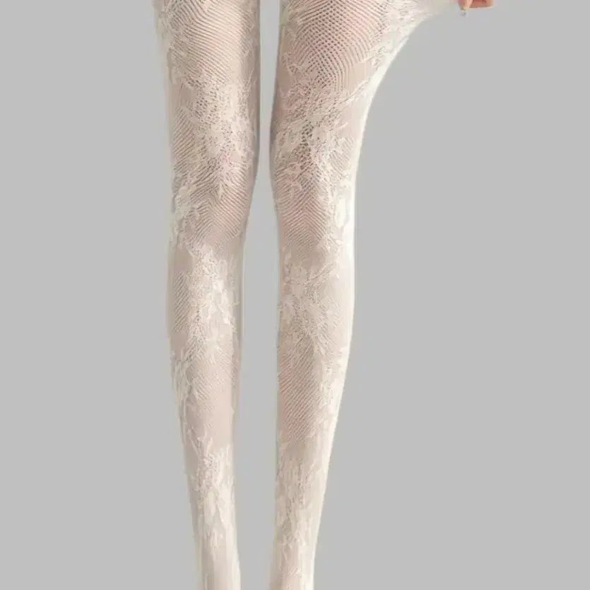 [BUNJANG] Lace Mesh Stockings Ivory / 레이스 망사 스타킹 아이보리