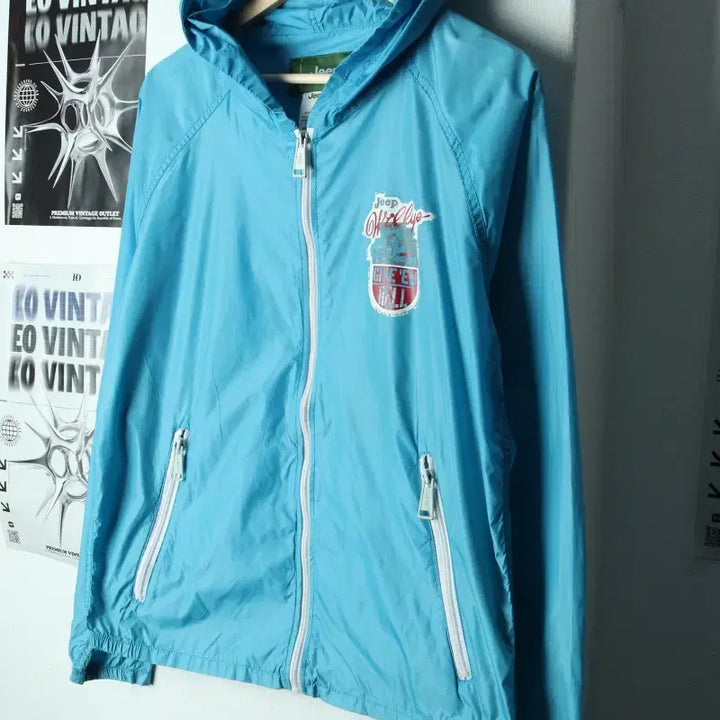 [BUNJANG] Jeep Lightweight Windbreaker Jacket Light Blue / (L) 지프 집업 바람막이 점퍼자켓 연블루 경량 올드스쿨-179D3