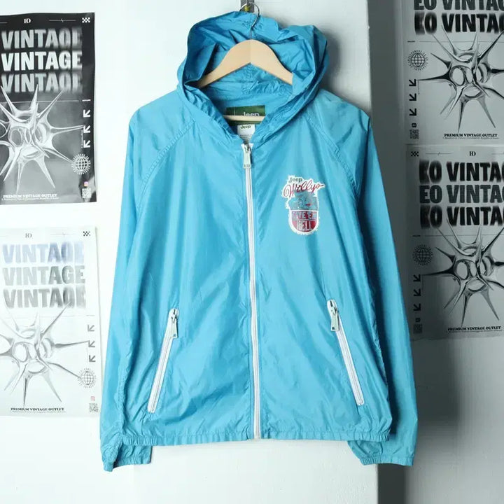 [BUNJANG] Jeep Lightweight Windbreaker Jacket Light Blue / (L) 지프 집업 바람막이 점퍼자켓 연블루 경량 올드스쿨-179D3