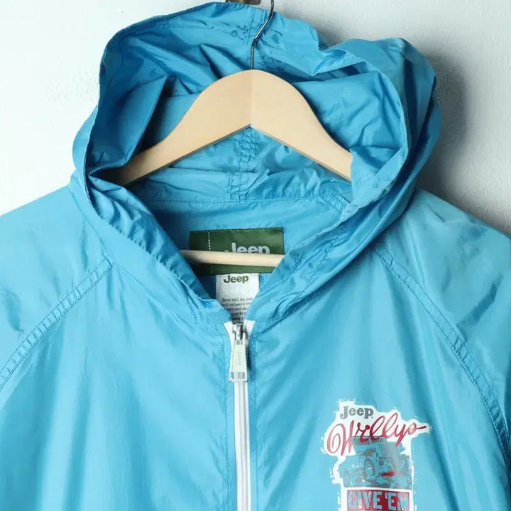 [BUNJANG] Jeep Lightweight Windbreaker Jacket Light Blue / (L) 지프 집업 바람막이 점퍼자켓 연블루 경량 올드스쿨-179D3