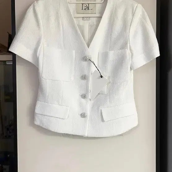 [SOLD OUT] (새상품) 데일리룩 트위드반팔자켓 화이트