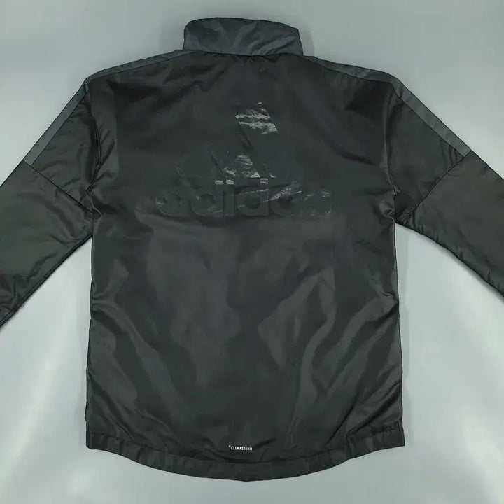 [BUNJANG] Adidas Kids Black Charcoal White Raglan Climastorm Sweatshirt Set / 아디다스 블랙 차콜 화이트 배색 로고 삼선 레글런 클라이마스톰 기모 바람