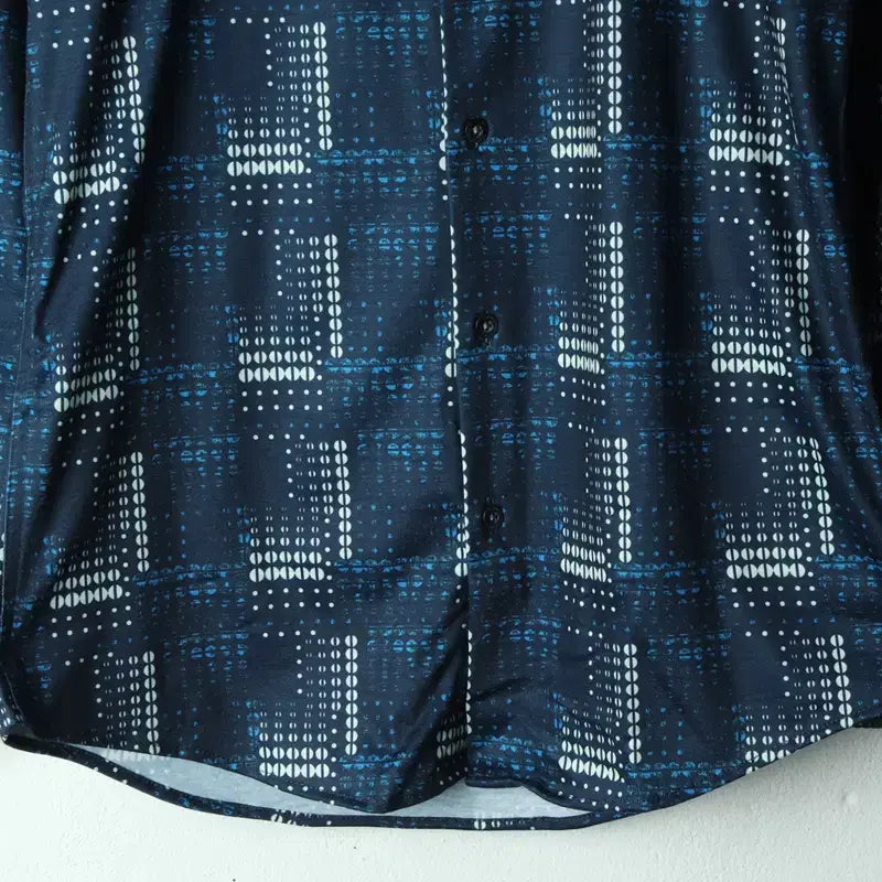 [BUNJANG] Elle Patterned Blue Shirt / (M) 엘르 셔츠 남방 패턴 블루 올드스쿨-179E1
