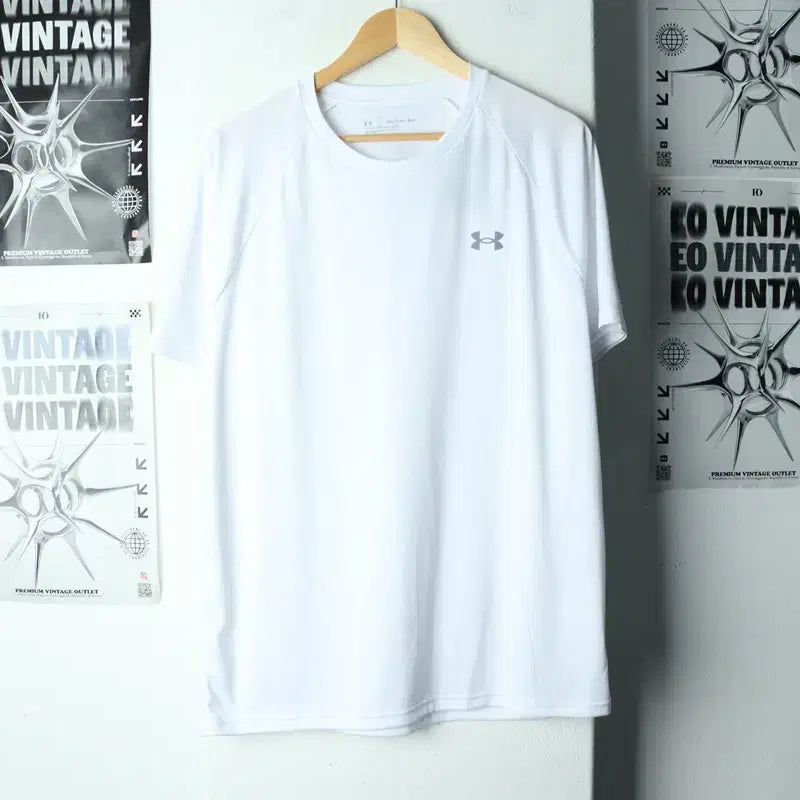 [BUNJANG] Under Armour Big Size White Functional Short Sleeve T-Shirt / (2XL) 언더아머 반팔 티셔츠 새상품 빅사이즈 기능성 화이트-179E8