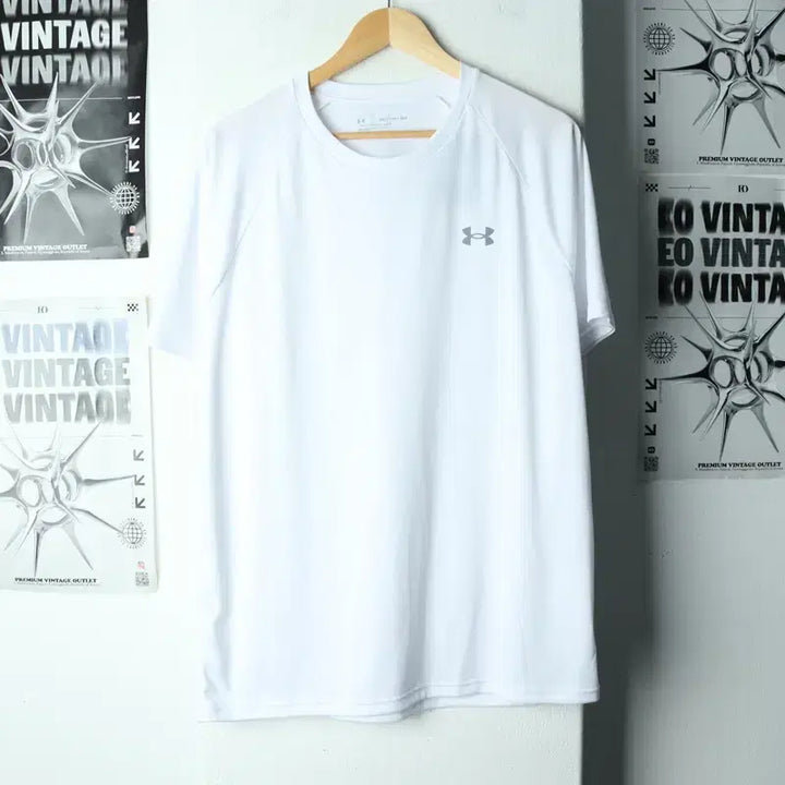[BUNJANG] Under Armour Big Size White Functional Short Sleeve T-Shirt / (2XL) 언더아머 반팔 티셔츠 새상품 빅사이즈 기능성 화이트-179E8