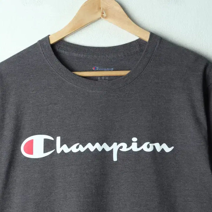 [BUNJANG] Champion Big Logo Gray T-Shirt / (M-L) 챔피온 반팔 티셔츠 빅로고 그레이 올드스쿨-179ED
