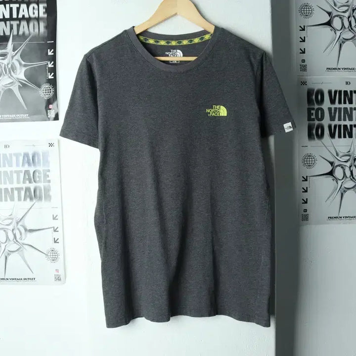 [BUNJANG] The North Face Small Logo Gray T-shirt / (M) 노스페이스 반팔 티셔츠 스몰로고 그레이 올드스쿨-179EE