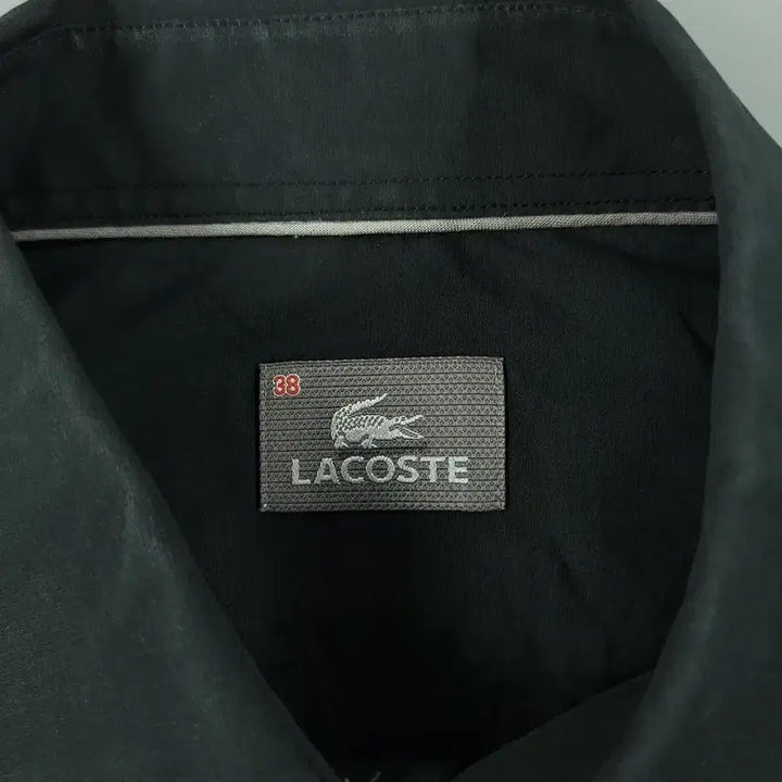 [BUNJANG] Lacoste Pigment Black White Croc Logo Chest Pocket Cotton Blend Shirt / 라코스테 피그먼트 블랙 화이트 크록로고 체스트포켓 코튼블렌드 남방 셔츠