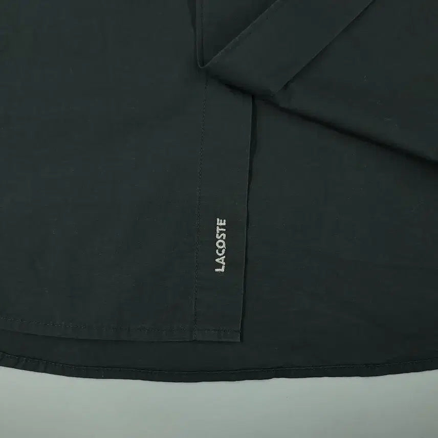 [BUNJANG] Lacoste Pigment Black White Croc Logo Chest Pocket Cotton Blend Shirt / 라코스테 피그먼트 블랙 화이트 크록로고 체스트포켓 코튼블렌드 남방 셔츠