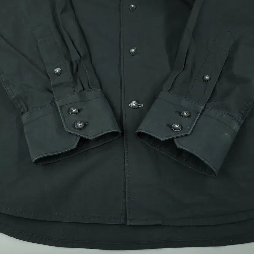 [BUNJANG] Lacoste Pigment Black White Croc Logo Chest Pocket Cotton Blend Shirt / 라코스테 피그먼트 블랙 화이트 크록로고 체스트포켓 코튼블렌드 남방 셔츠