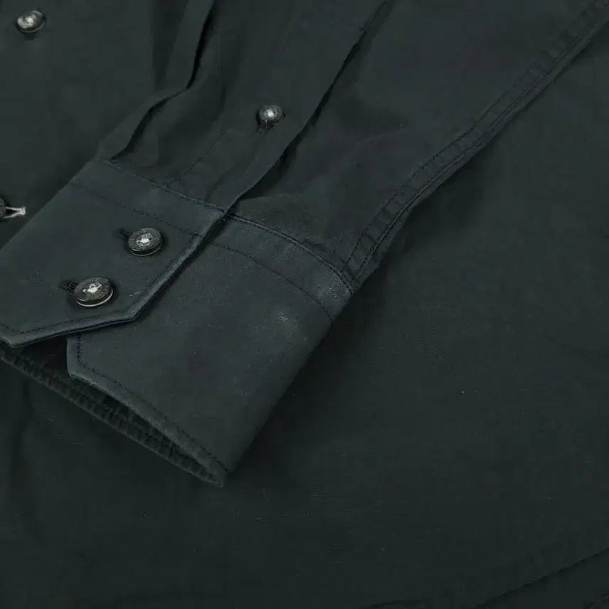 [BUNJANG] Lacoste Pigment Black White Croc Logo Chest Pocket Cotton Blend Shirt / 라코스테 피그먼트 블랙 화이트 크록로고 체스트포켓 코튼블렌드 남방 셔츠