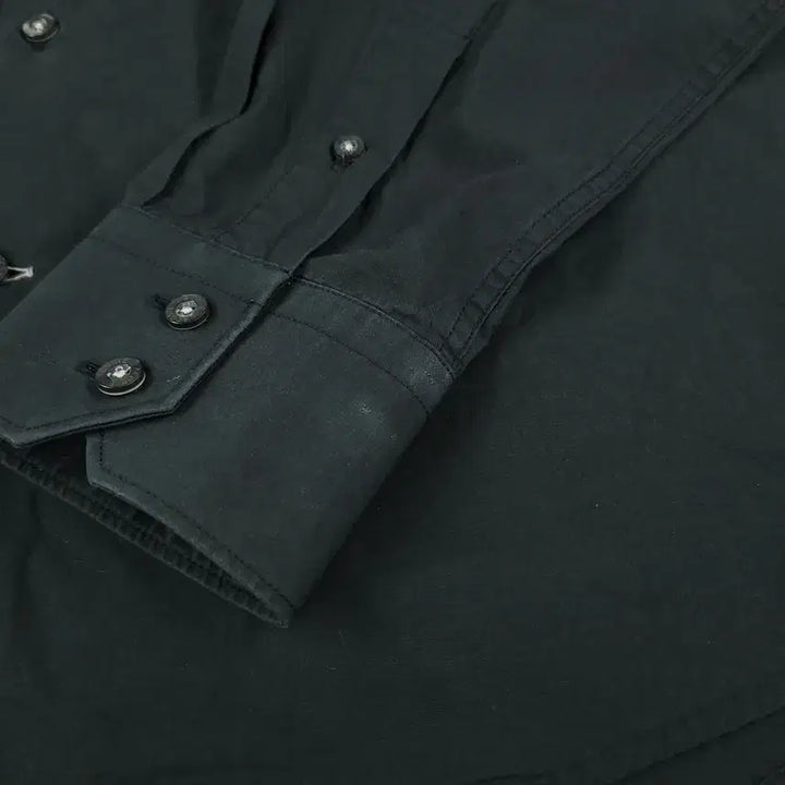 [BUNJANG] Lacoste Pigment Black White Croc Logo Chest Pocket Cotton Blend Shirt / 라코스테 피그먼트 블랙 화이트 크록로고 체스트포켓 코튼블렌드 남방 셔츠