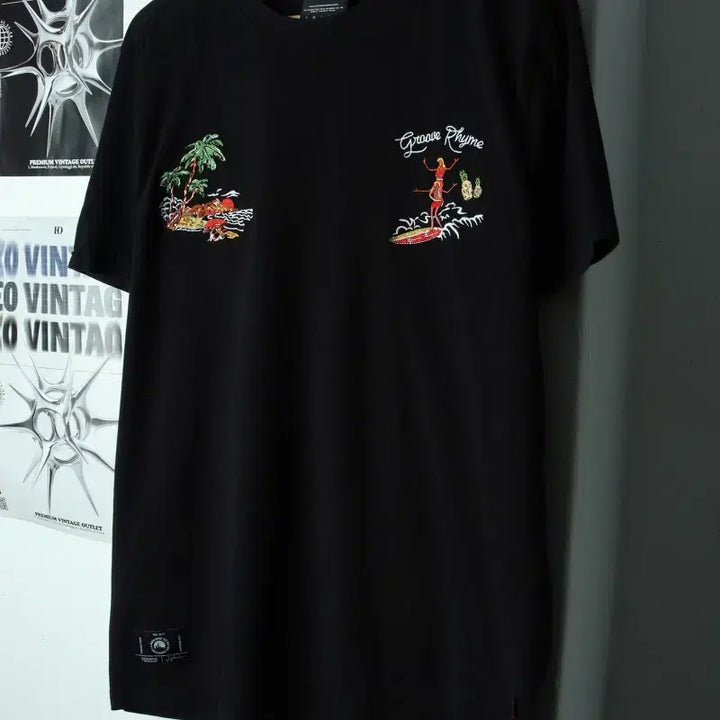 [BUNJANG] Groove Lime Old School Surfing T-Shirt / (L-XL) 그루브라임 반팔 티셔츠 서핑 블랙 올드스쿨-17A03