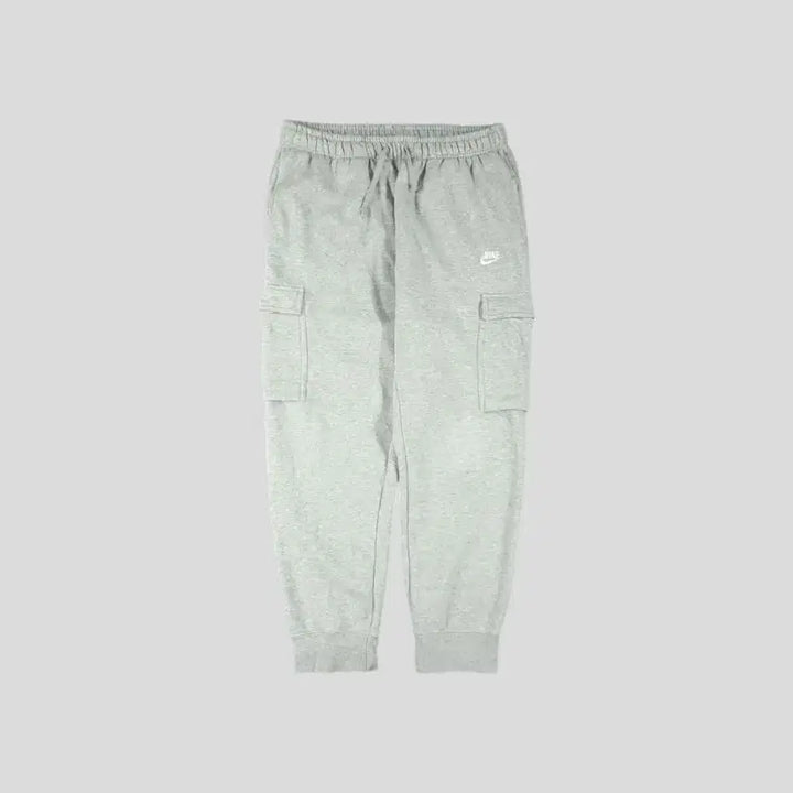 [SOLD OUT] 나이키 그레이 화이트 퓨추라로고 밴딩 기모 카고포켓 조거팬츠 스웻팬츠 트