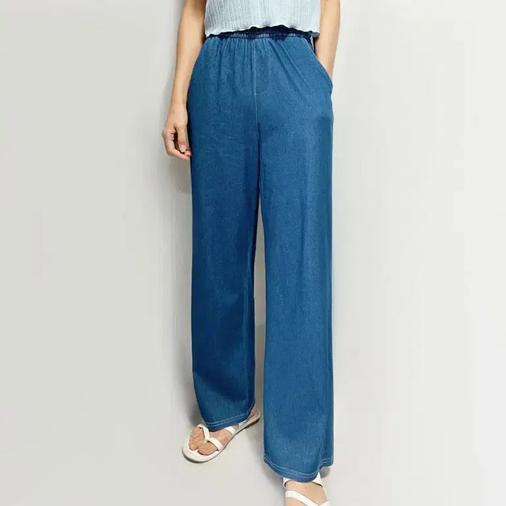 [BUNJANG] Emi Wide Denim Banding Pants / 와이드 청 데님 밴딩 스판 편한 바지 emi