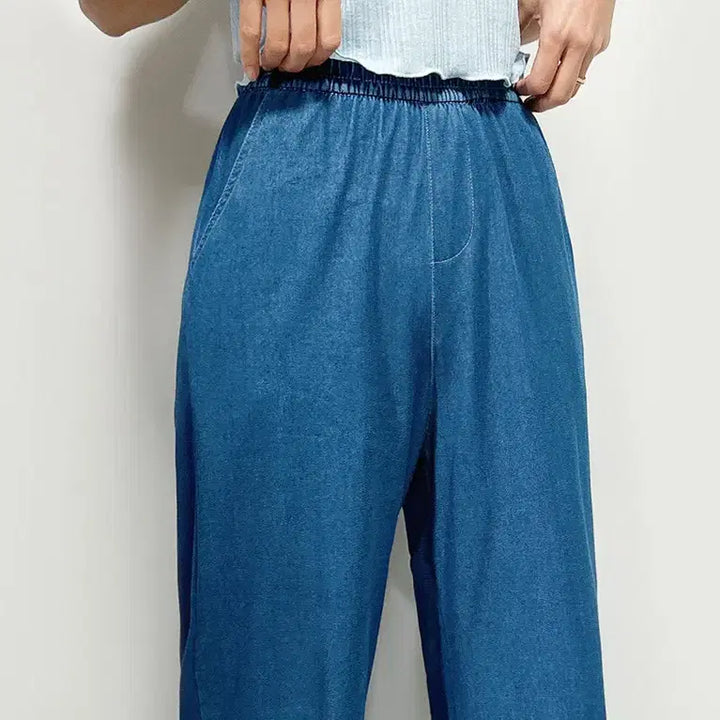 [BUNJANG] Emi Wide Denim Banding Pants / 와이드 청 데님 밴딩 스판 편한 바지 emi