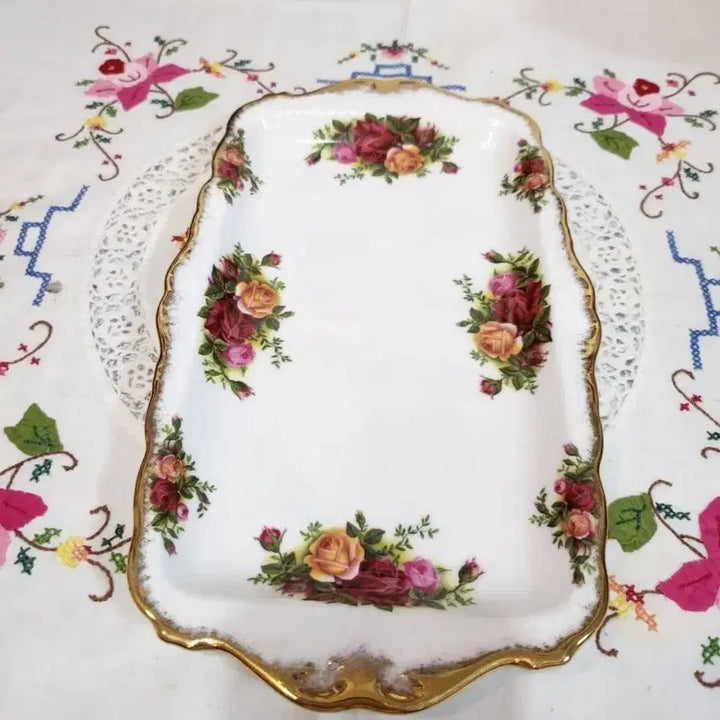 [BUNJANG] Royal Albert Old Country Rose Sandwich Tray / 빈티지 영국 로얄알버트  샌드위치트레이