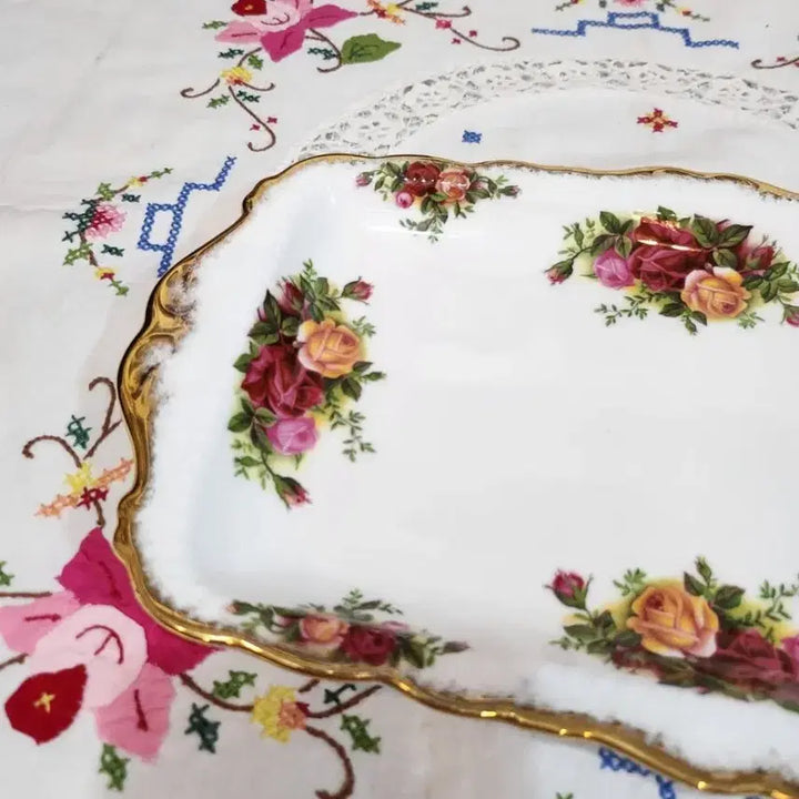 [BUNJANG] Royal Albert Old Country Rose Sandwich Tray / 빈티지 영국 로얄알버트  샌드위치트레이
