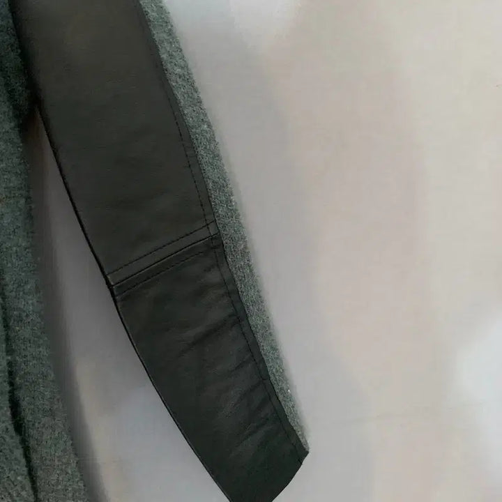 [BUNJANG] MAJE Leather Open Shawl Collar Knit Cardigan / 1 MAJE 마쥬 양가죽 배색 오픈 숄카라 니트 가디건
