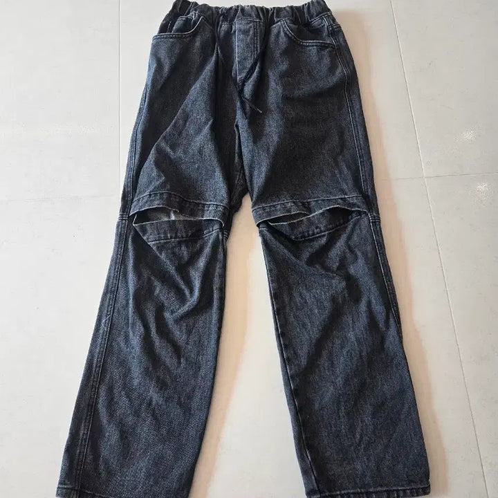 [BUNJANG] Black Washed Denim Cutout Pants / (L)블랙 워싱 데님 컷아웃  바지