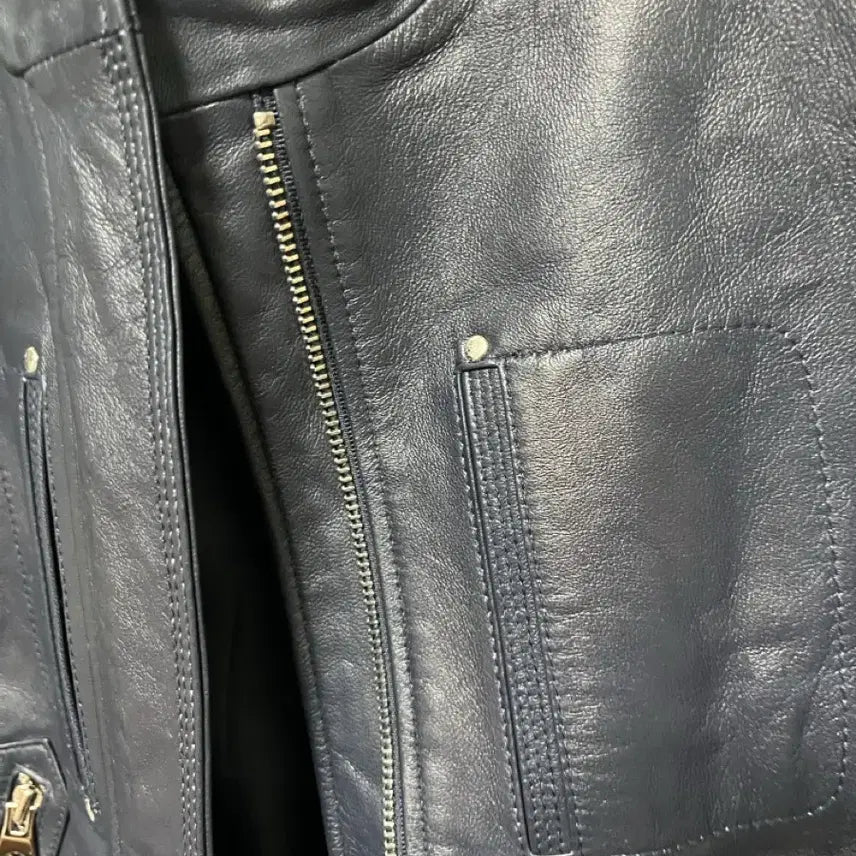 [BUNJANG] Dailyist Navy Lambskin Leather Rider Jacket / 데일리스트 네이비 양가죽 라이더 자켓
